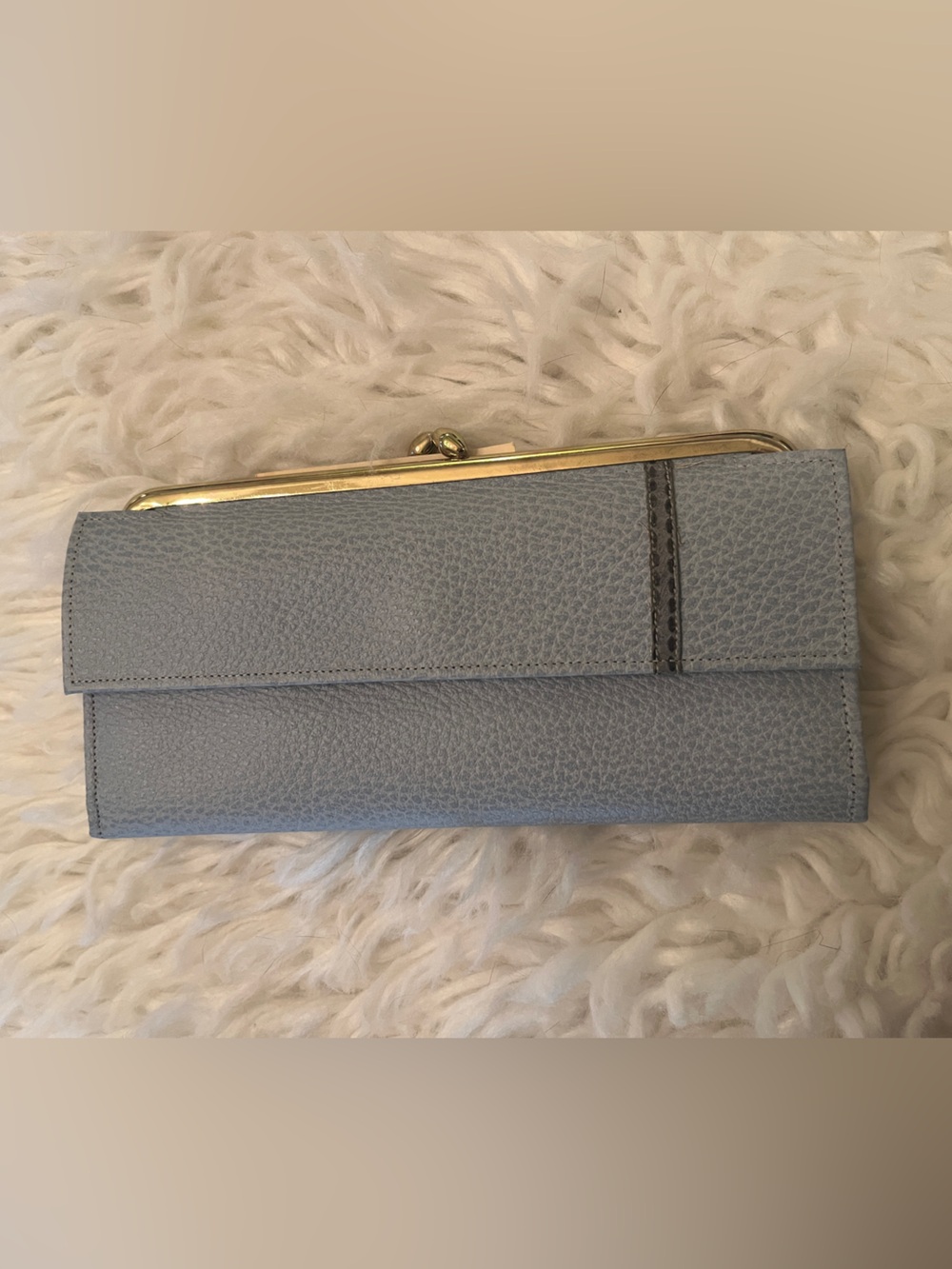 VINTAGE Light Blue Women's Wallet Clutch with Gold Accent (1950’s)